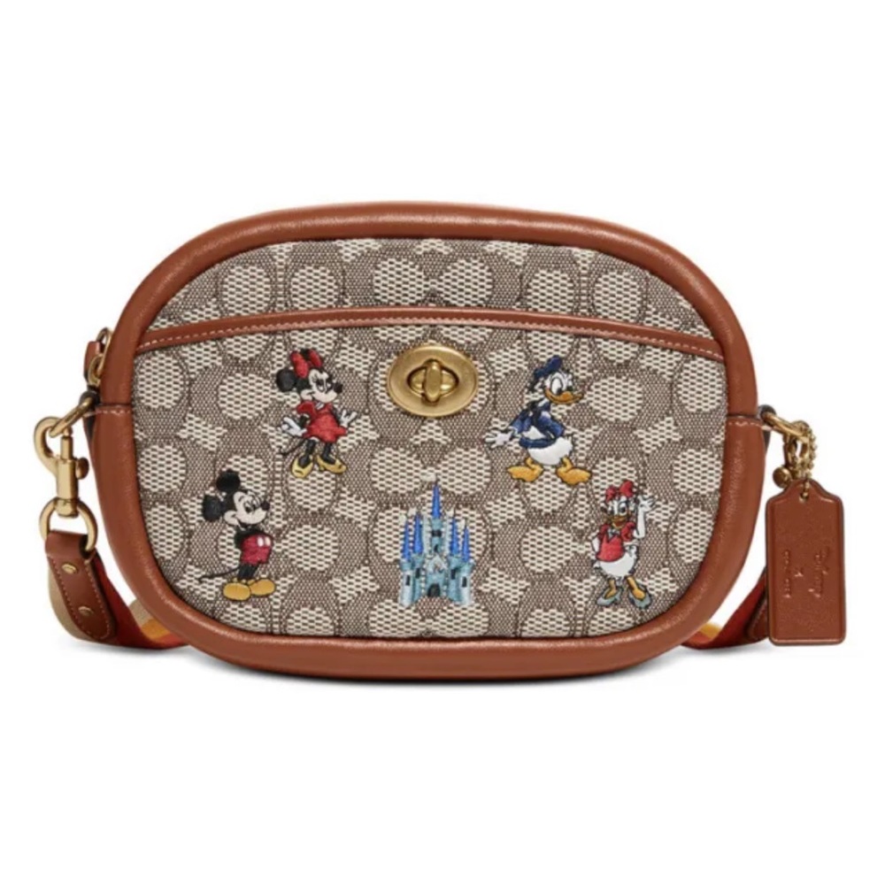 Coach Disney Parks Mickey Embroidery Cocoa Burnished Ambe Camera Bag
